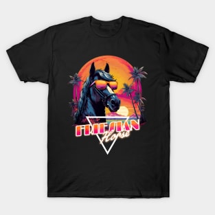 Retro Wave Friesian Horse Vibe T-Shirt